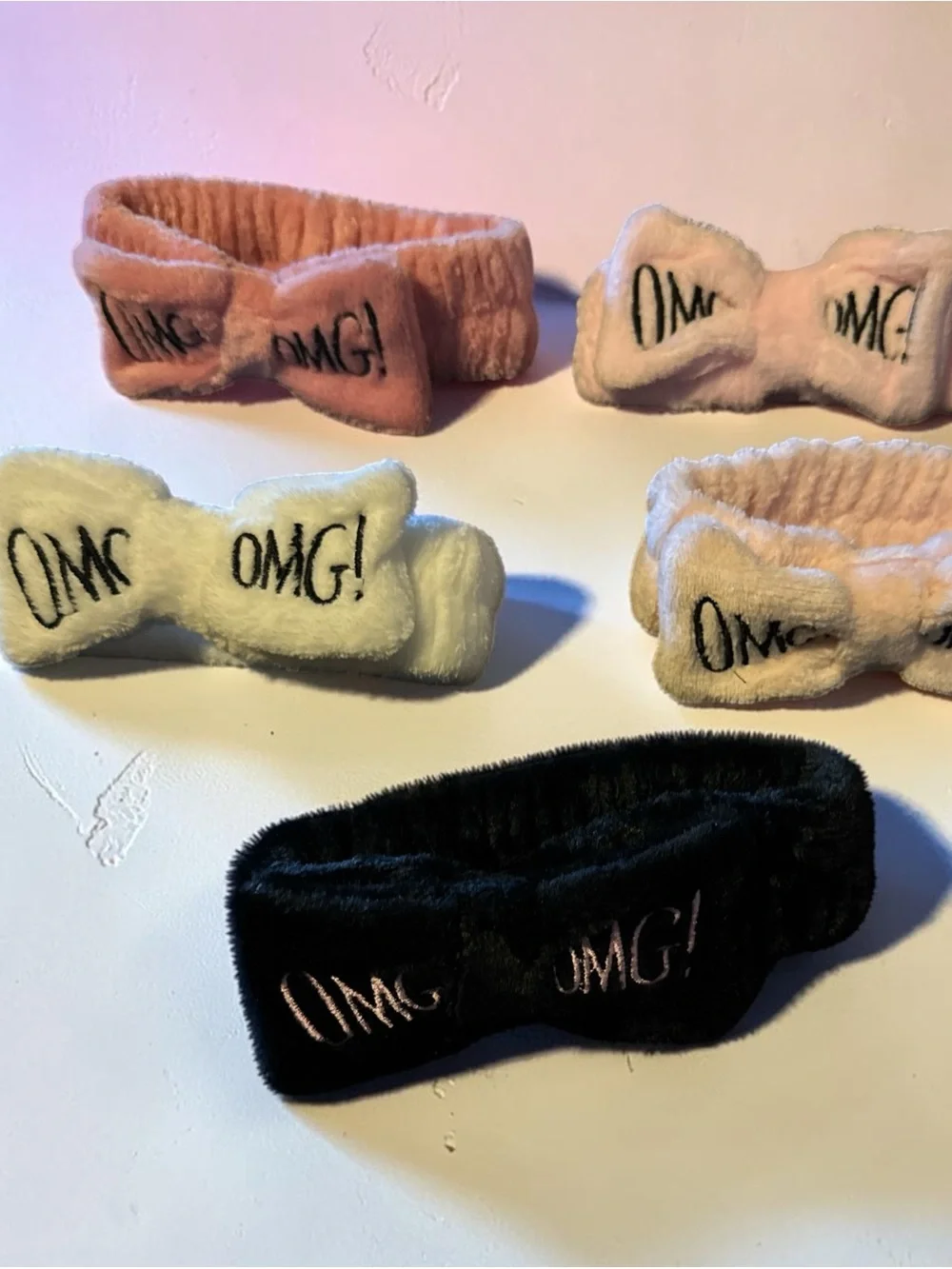 Plush 'OMG!' Kids Headband - Pink, White, Black (choose 1)